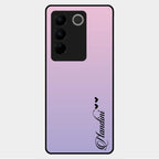 Customize Name Gradient Glass Case Cover Pink For Vivo V27 5G