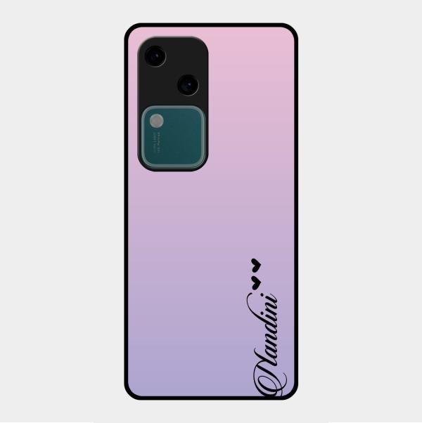 Customize Name Gradient Glass Case Cover Pink For Vivo V30 5G