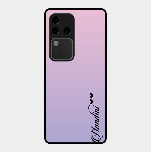 Customize Name Gradient Glass Case Cover Pink For Vivo V30 Pro 5G