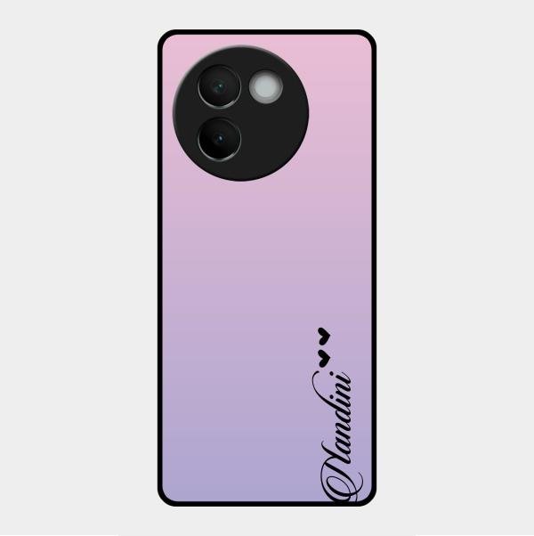 Customize Name Gradient Glass Case Cover Pink For Vivo V30E 5G