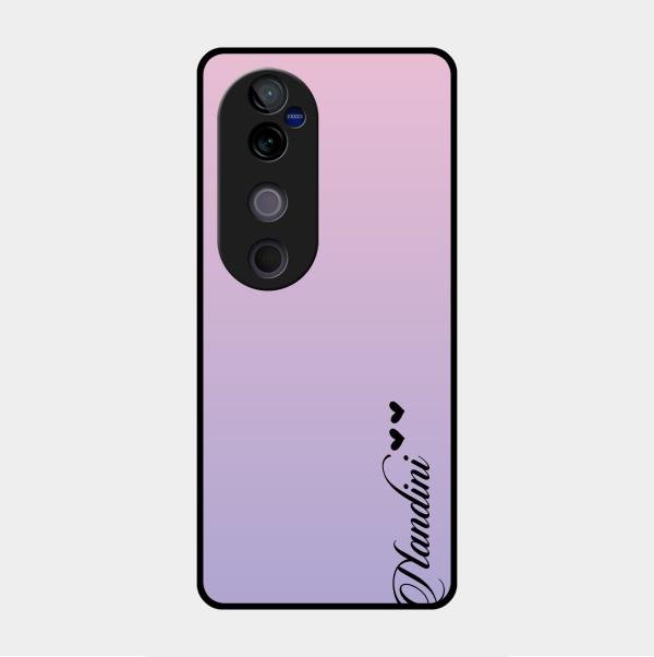 Customize Name Gradient Glass Case Cover Pink For Vivo V40 Pro 5G