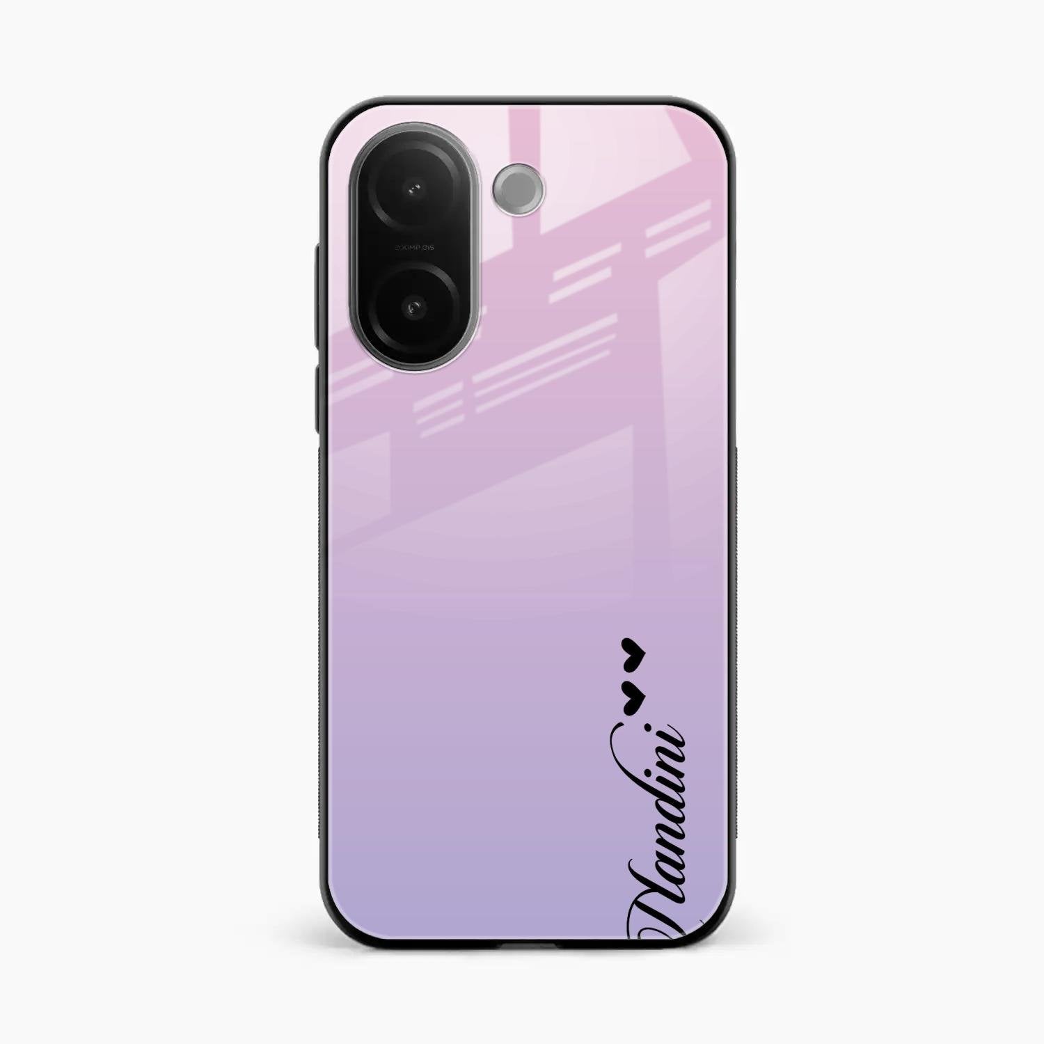 Customize Name Gradient Glass Case Cover Pink For Vivo V60e 5G