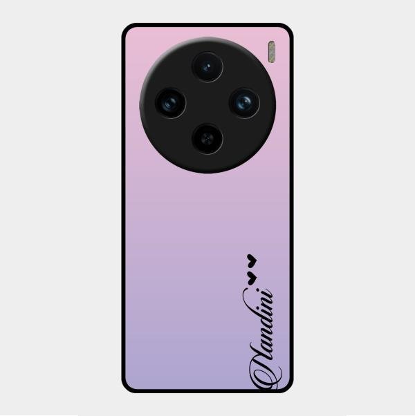 Customize Name Gradient Glass Case Cover Pink For Vivo X100 Pro 5G