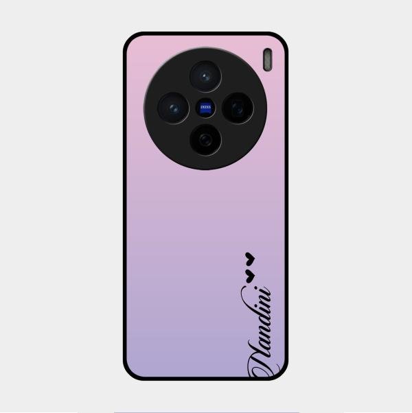 Customize Name Gradient Glass Case Cover Pink For Vivo X200 5G