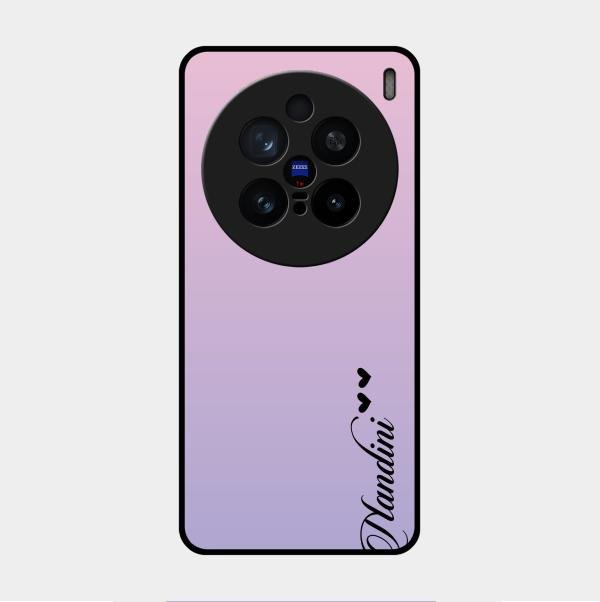 Customize Name Gradient Glass Case Cover Pink For Vivo X200 Pro 5G