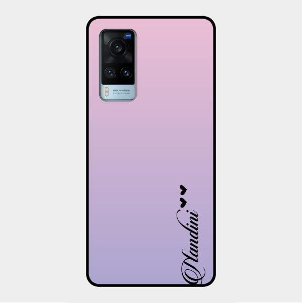 Customize Name Gradient Glass Case Cover Pink For Vivo X60 5G