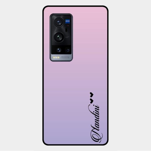 Customize Name Gradient Glass Case Cover Pink For Vivo X60 Pro Plus 5G