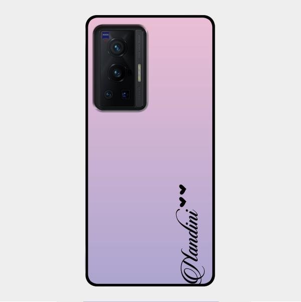 Customize Name Gradient Glass Case Cover Pink For Vivo X70 Pro 5G
