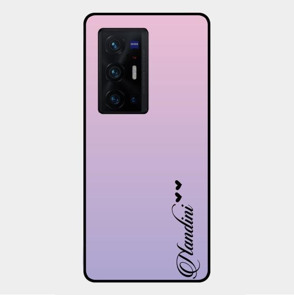 Customize Name Gradient Glass Case Cover Pink For Vivo X70 Pro Plus 5G