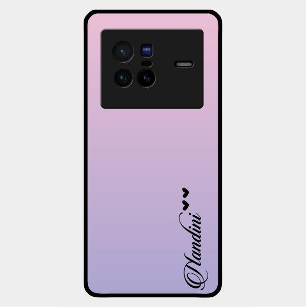 Customize Name Gradient Glass Case Cover Pink For Vivo X80 5G