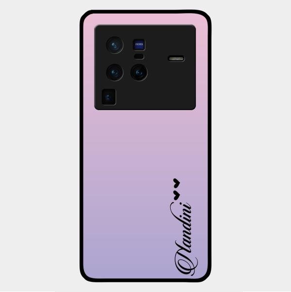 Customize Name Gradient Glass Case Cover Pink For Vivo X80 Pro 5G