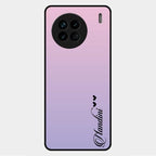 Customize Name Gradient Glass Case Cover Pink For Vivo X90 5G