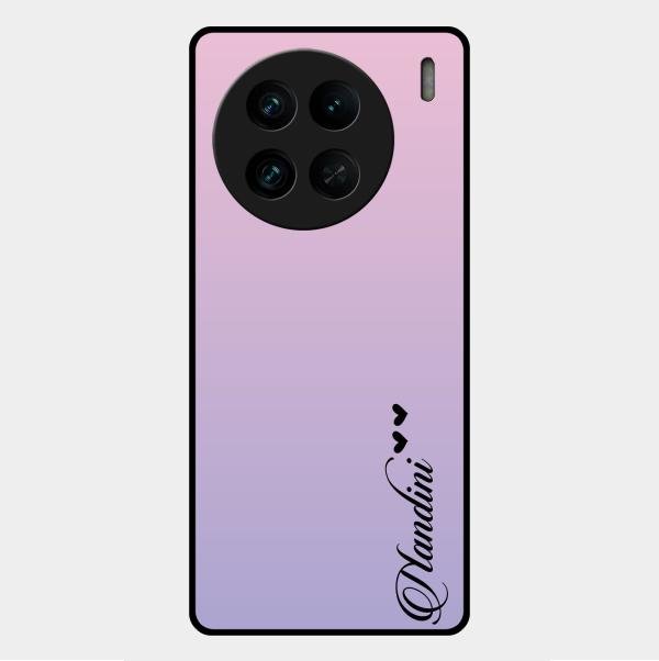 Customize Name Gradient Glass Case Cover Pink For Vivo X90 Pro 5G