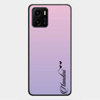 Customize Name Gradient Glass Case Cover Pink For Vivo Y01