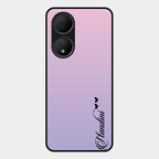 Customize Name Gradient Glass Case Cover Pink For Vivo Y100A 5G