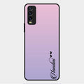 Customize Name Gradient Glass Case Cover Pink For Vivo Y12G