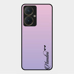 Customize Name Gradient Glass Case Cover Pink For Vivo Y27