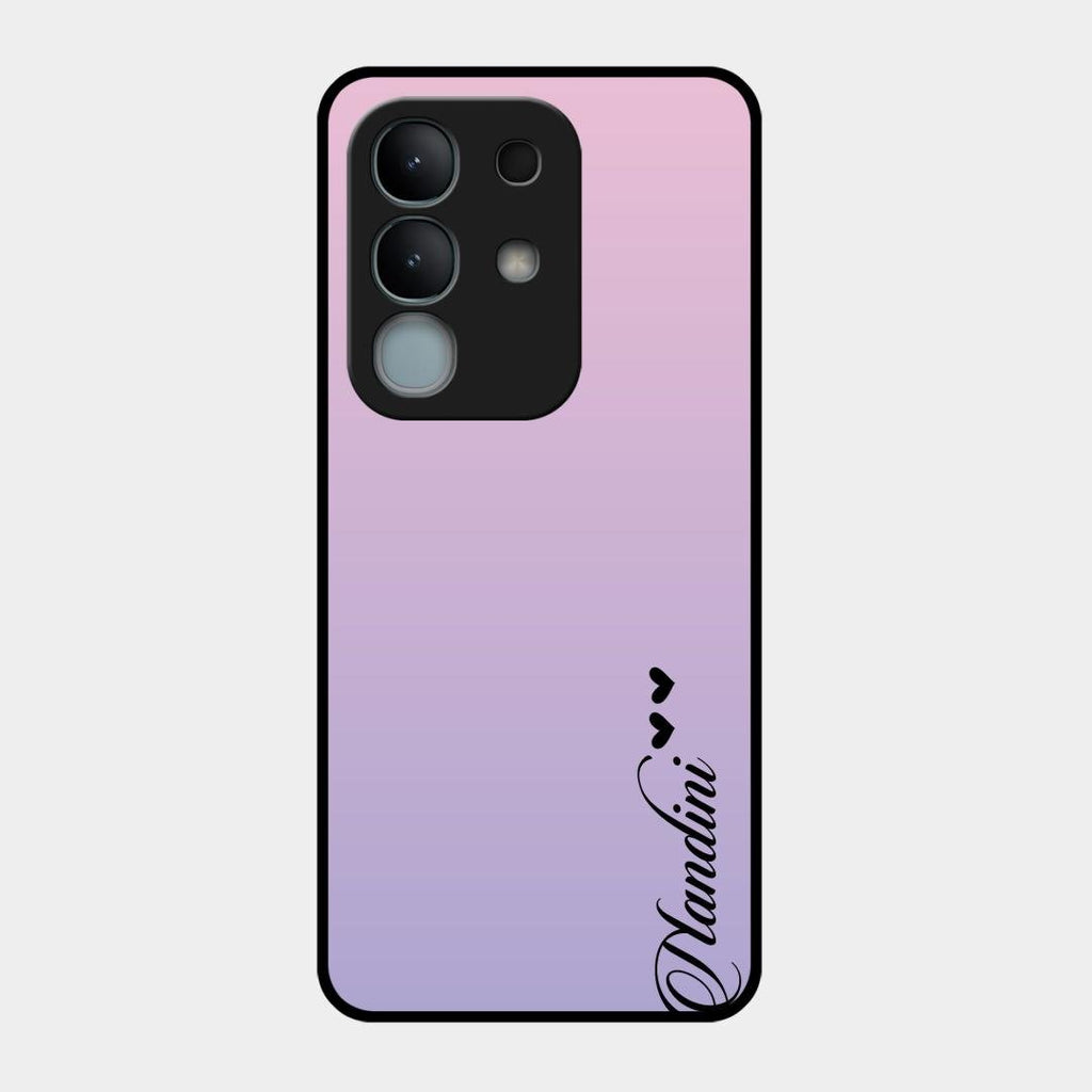 Customize Name Gradient Glass Case Cover Pink For Vivo Y31 Pro 5G