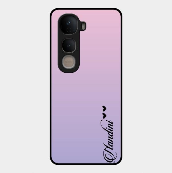 Customize Name Gradient Glass Case Cover Pink For Vivo Y400 5G