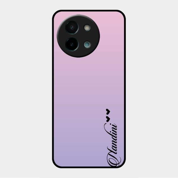 Customize Name Gradient Glass Case Cover Pink For Vivo Y58 5G