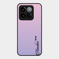 Customize Name Gradient Glass Case Cover Pink For Xiaomi 14 5G