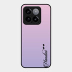 Customize Name Gradient Glass Case Cover Pink For Xiaomi 14 5G