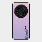 Customize Name Gradient Glass Case Cover Pink For Xiaomi 14 Ultra