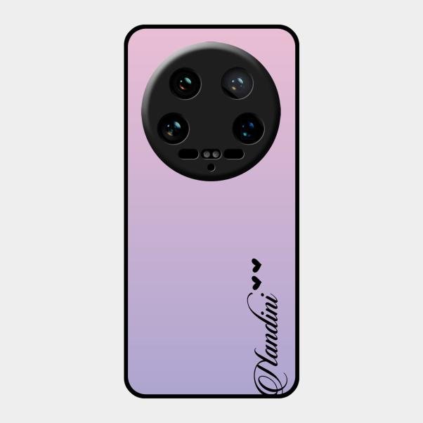 Customize Name Gradient Glass Case Cover Pink For Xiaomi 14 Ultra