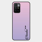 Customize Name Gradient Glass Case Cover Pink For Xiaomi Redmi 10 Prime 2022