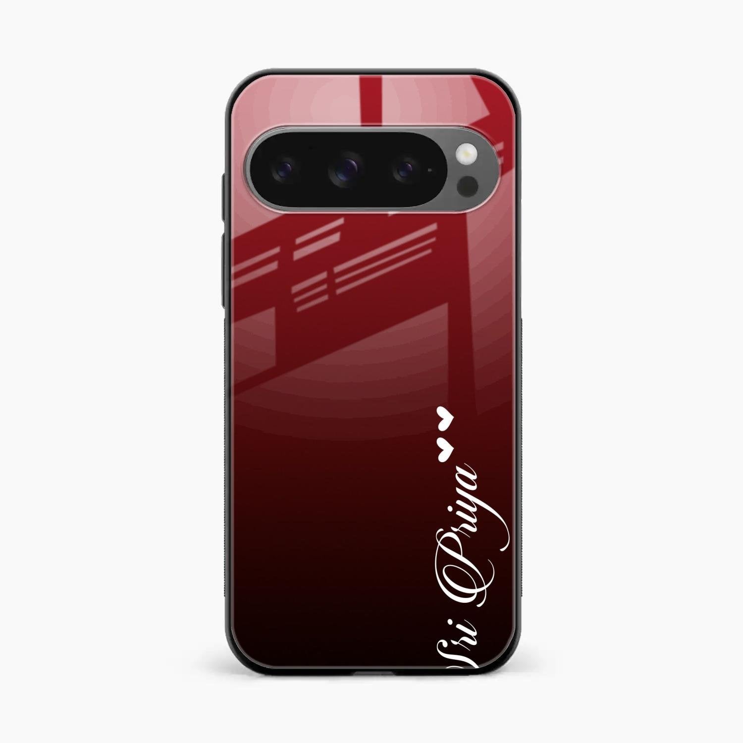 Customize Name Gradient Glass Case Cover Red Wine For Google Pixel 10 Pro