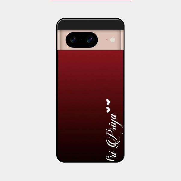 Customize Name Gradient Glass Case Cover Red Wine For Google Pixel 8 5G