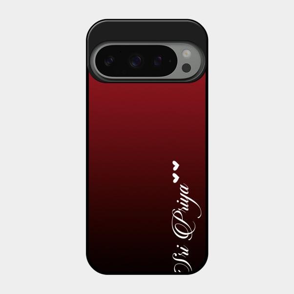 Customize Name Gradient Glass Case Cover Red Wine For Google Pixel 9 Pro 5G