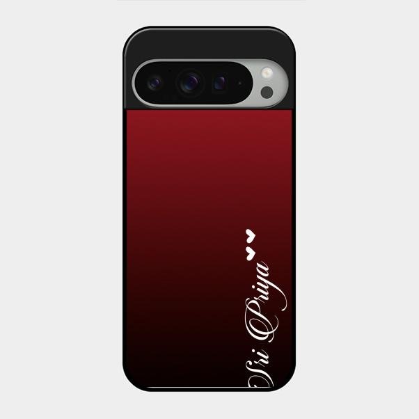 Customize Name Gradient Glass Case Cover Red Wine For Google Pixel 9 Pro Xl