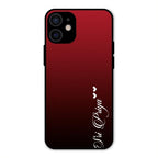 Customize Name Gradient Glass Case Cover Red Wine For iPhone 12 mini