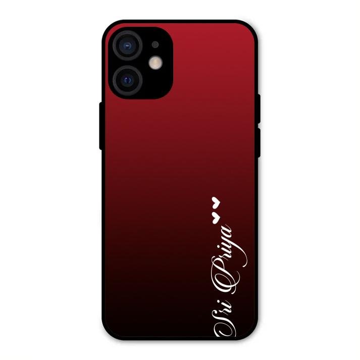Customize Name Gradient Glass Case Cover Red Wine For iPhone 12 mini