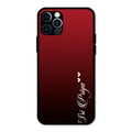Customize Name Gradient Glass Case Cover Red Wine For iPhone 12 Pro