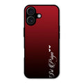 Customize Name Gradient Glass Case Cover Red Wine For iPhone 16 Plus