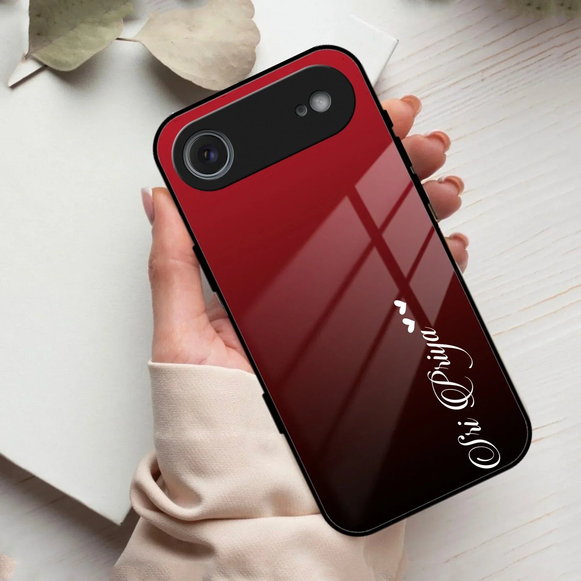 Customize Name Gradient Glass Case Cover Red Wine For  ShopOnCliQ