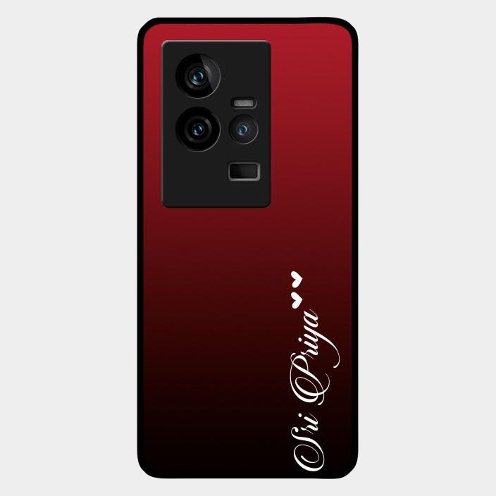 Customize Name Gradient Glass Case Cover Red Wine For Iqoo 11 5G