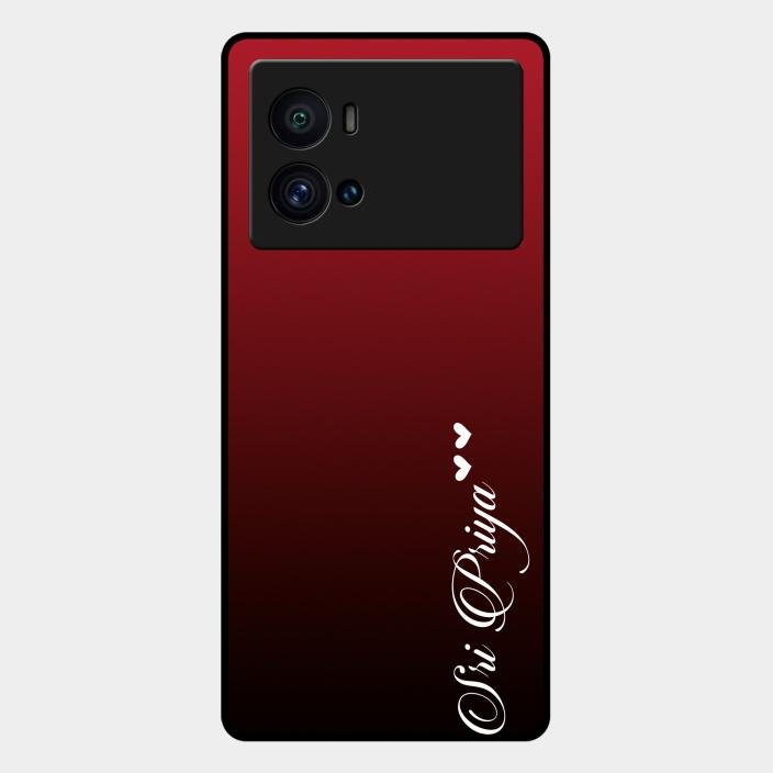 Customize Name Gradient Glass Case Cover Red Wine For Iqoo 9 Pro 5G