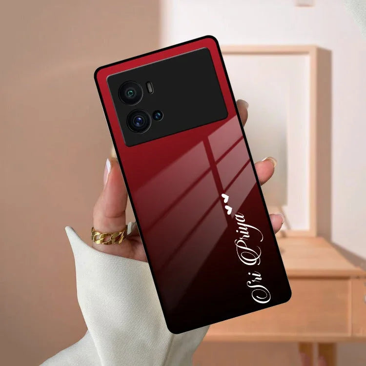 Customize Name Gradient Glass Case Cover Red Wine For iQOO - ShopOnCliQ