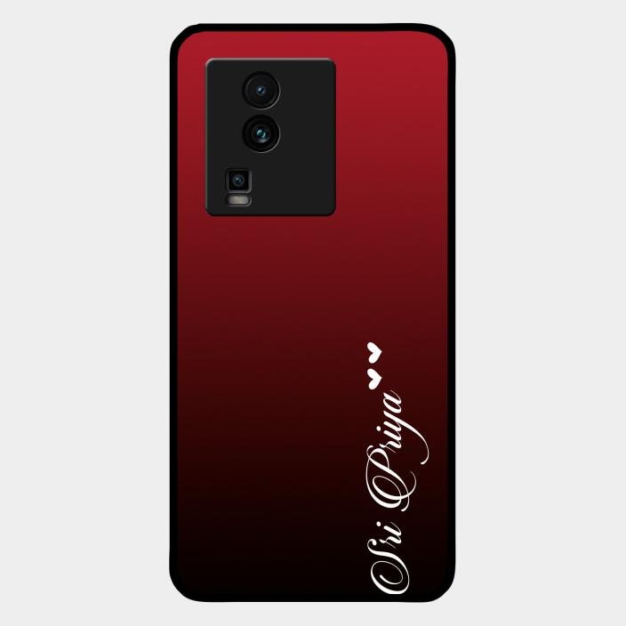 Customize Name Gradient Glass Case Cover Red Wine For Iqoo Neo 7 5G
