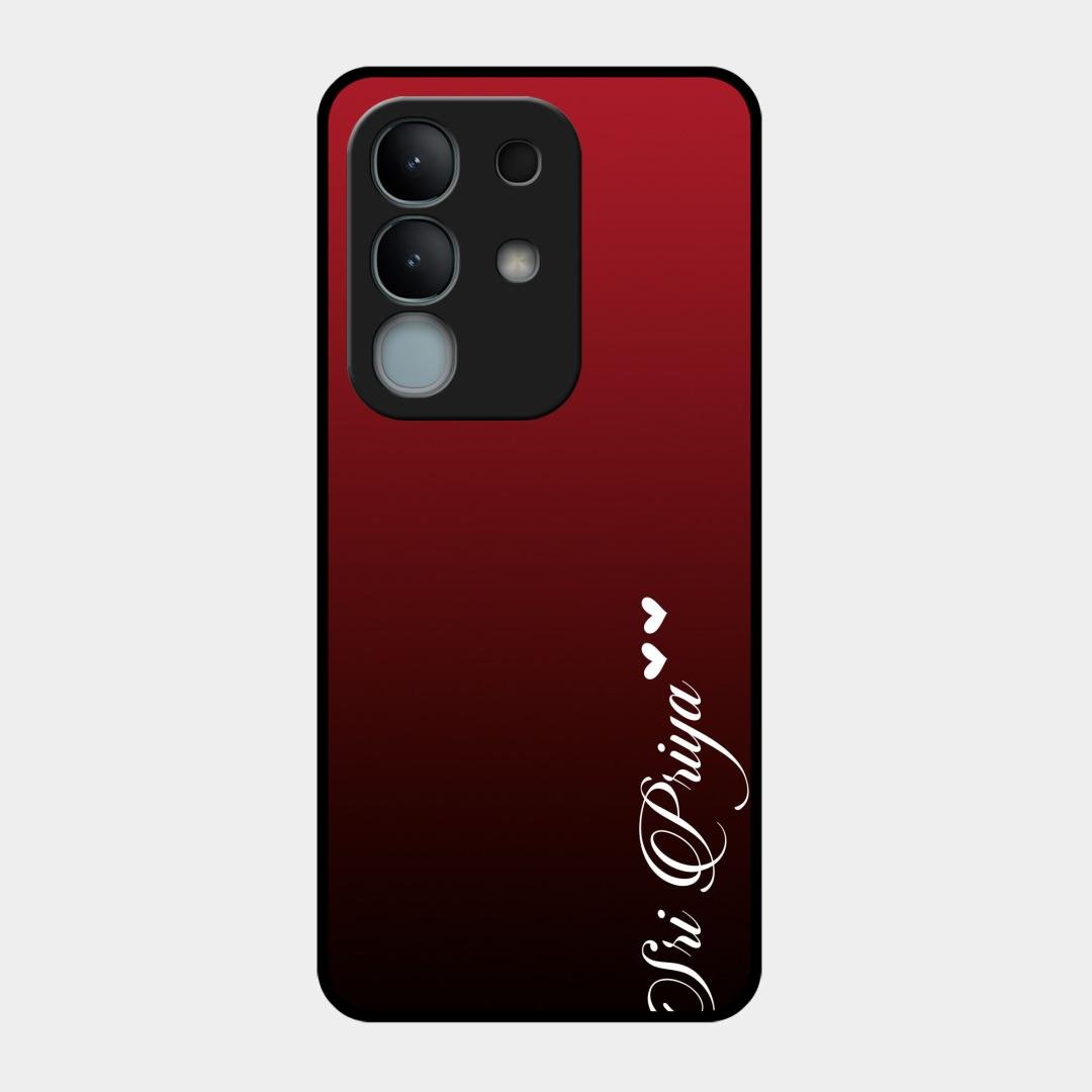 Customize Name Gradient Glass Case Cover Red Wine For iQOO Z10x 5G