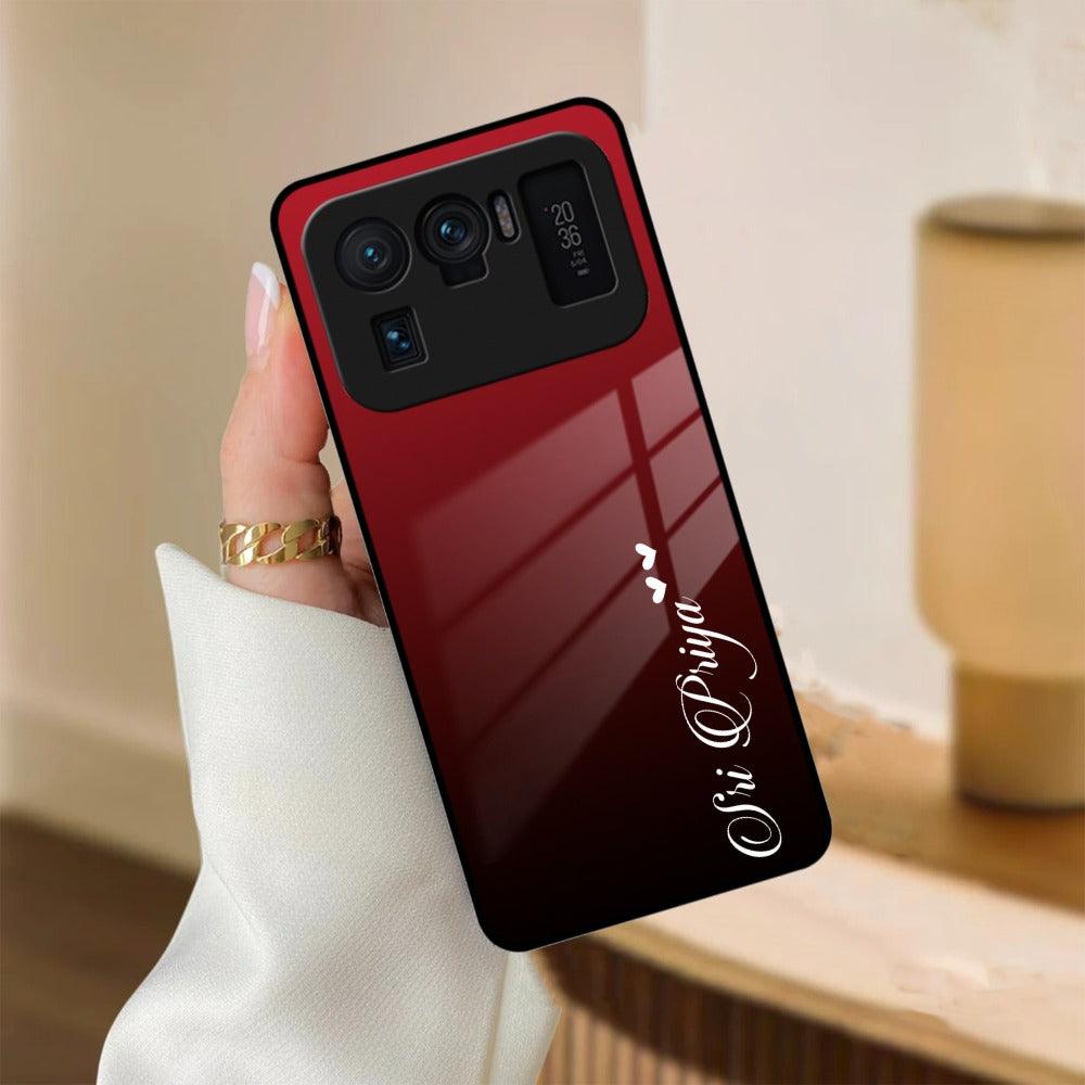 Customize Name Gradient Glass Case Cover Red Wine For Redmi/Xiaomi