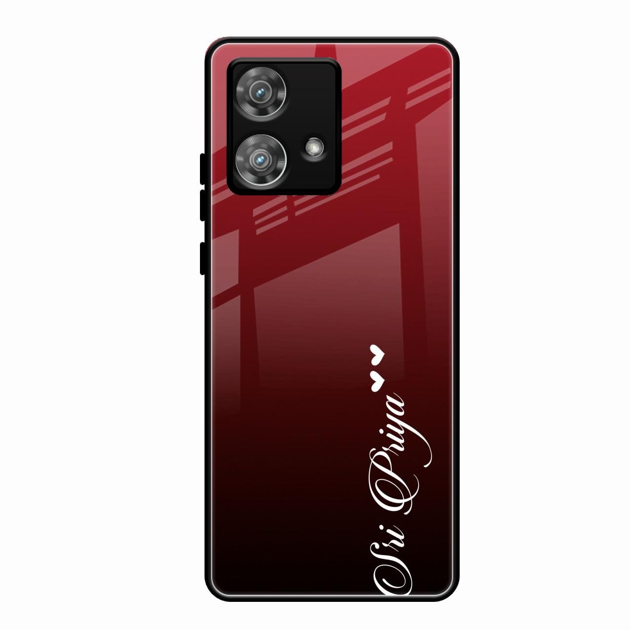 Customize Name Gradient Glass Case Cover Red Wine For Motorola Edge 40 5G