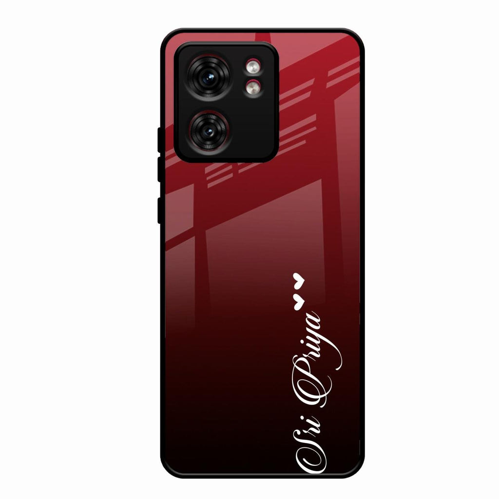 Customize Name Gradient Glass Case Cover Red Wine For Motorola Edge 40