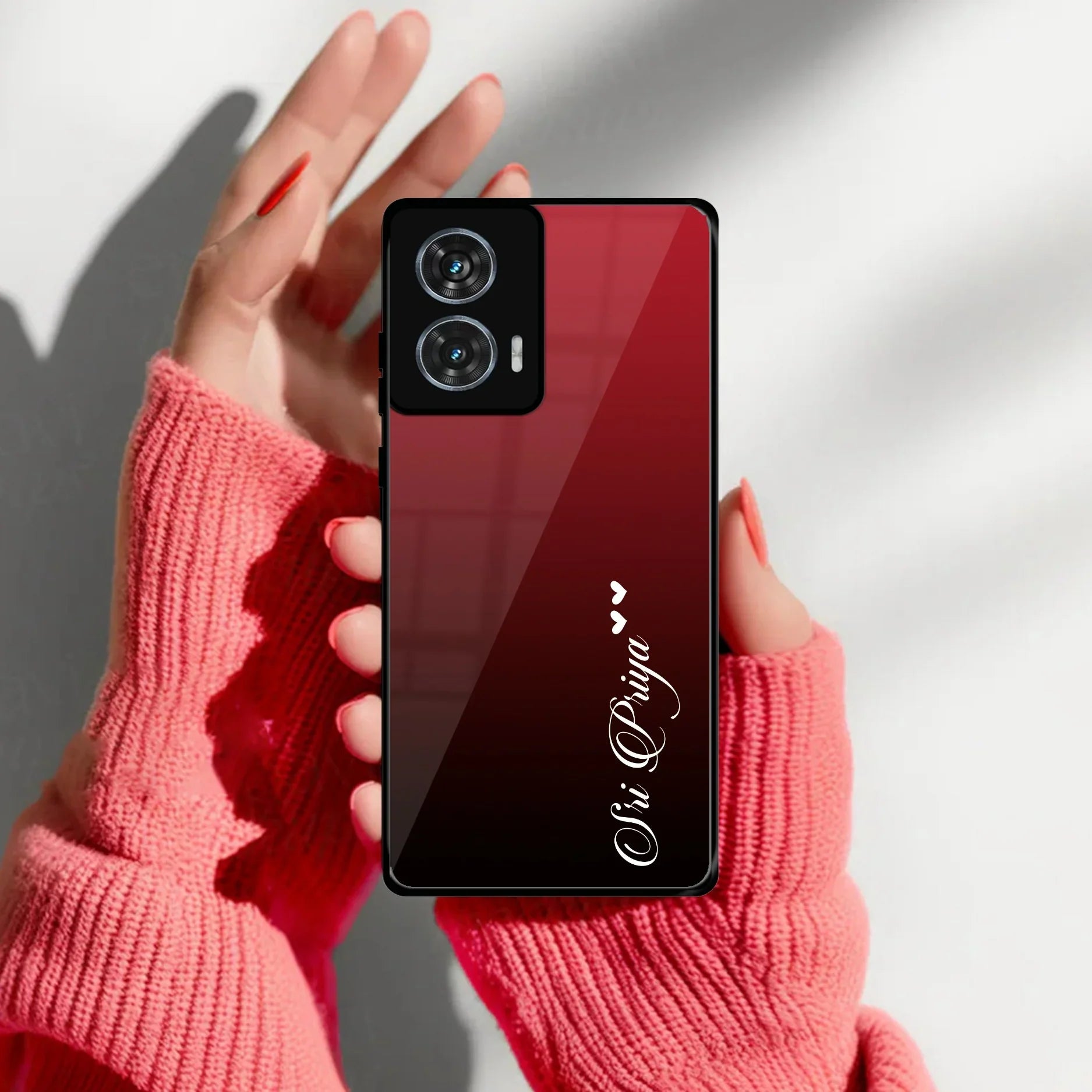 Customize Name Gradient Glass Case Cover Red Wine For Motorola - ShopOnCliQ