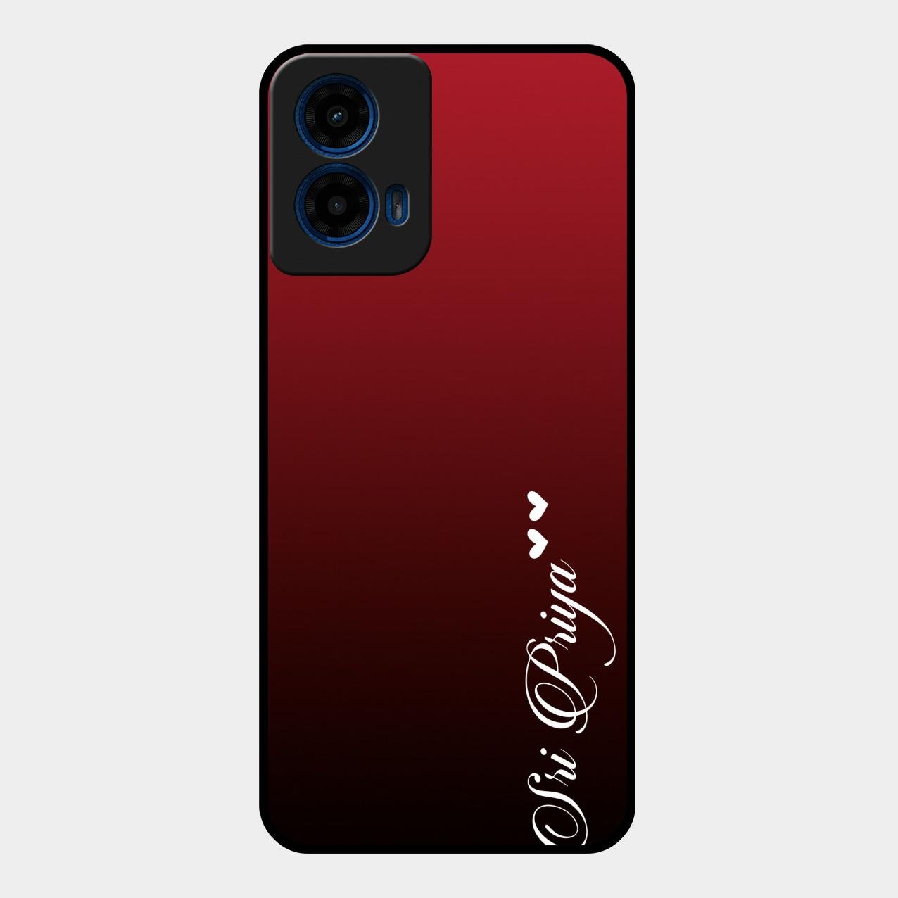 Customize Name Gradient Glass Case Cover Red Wine For Motorola G45 5G