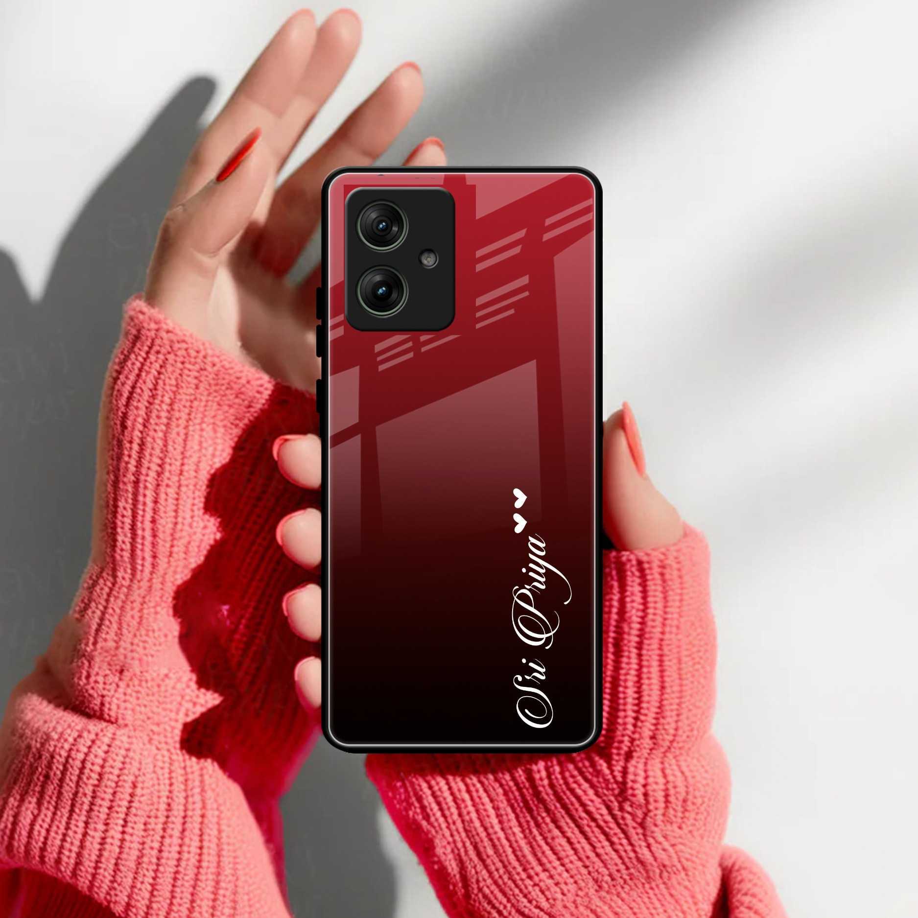 Customize Name Gradient Glass Case Cover Red Wine For Motorola