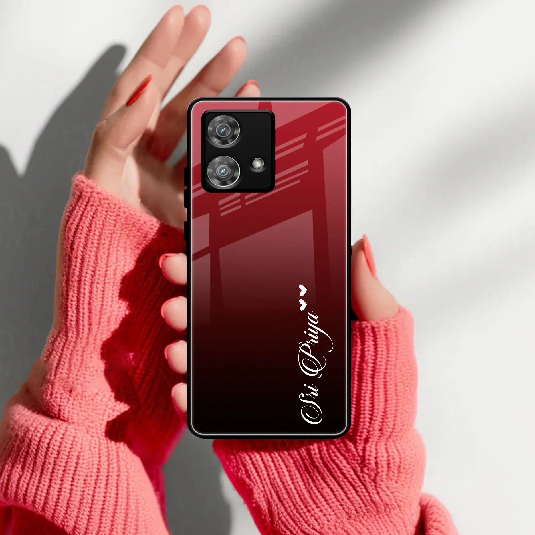 Customize Name Gradient Glass Case Cover Red Wine For Motorola - ShopOnCliQ